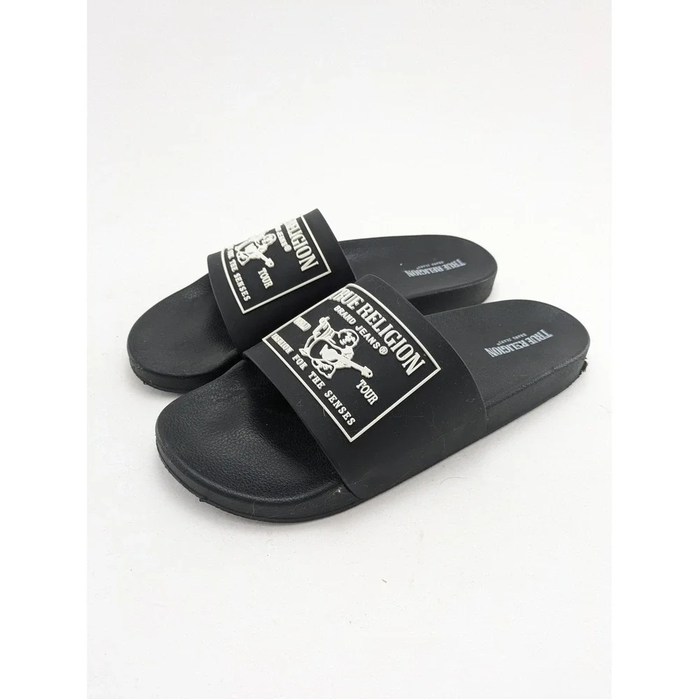 Mens True Religion World Tour Fashion For The Senses Black Sandals Size 11